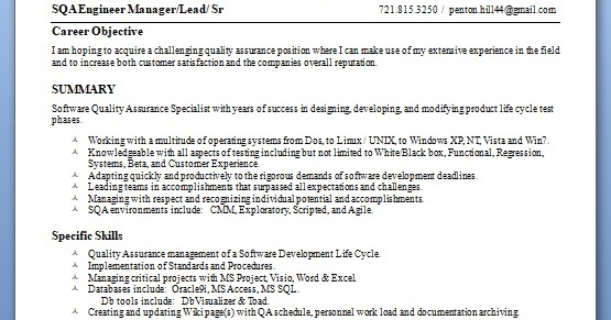 lead quality assurance engineer sample resume format in sqa resume sample
