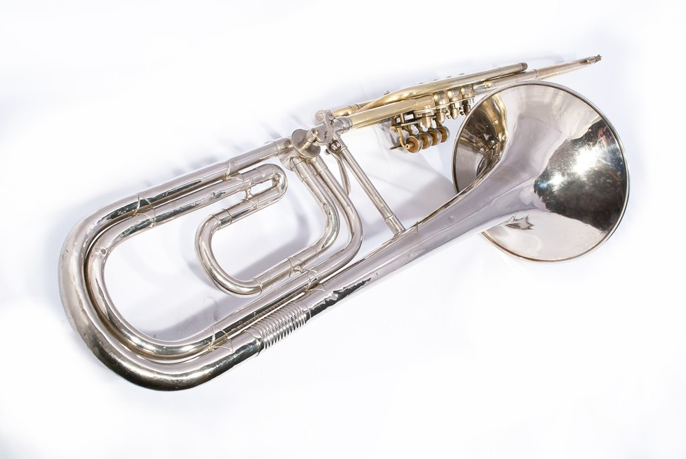 Rare vintage valve trombone by V.F. Cerveny with F trigger (nickel