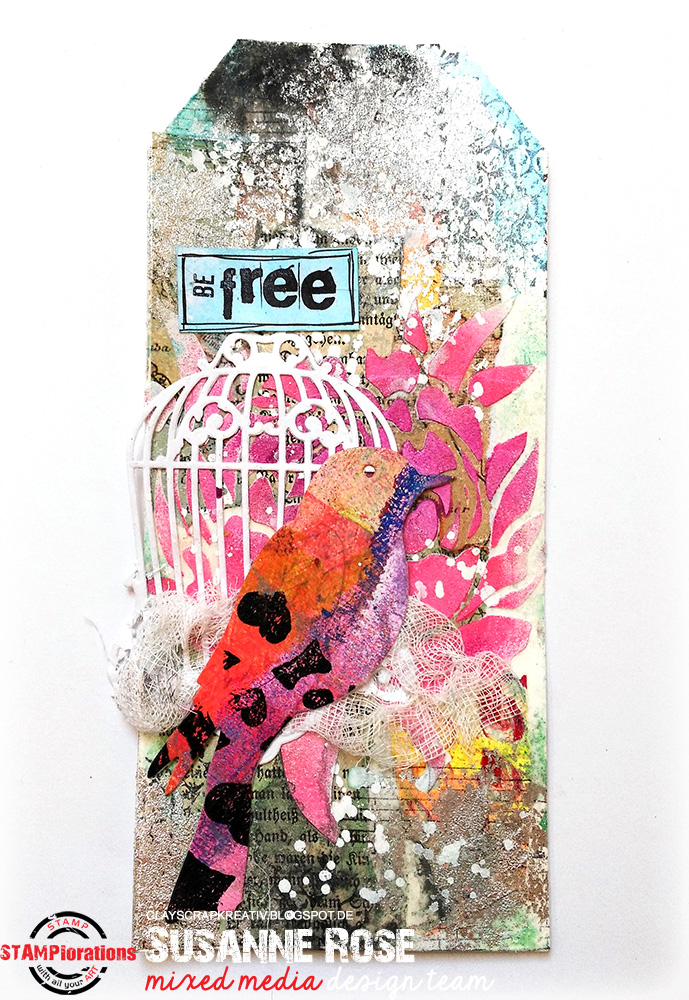 STAMPlorations™ Blog {Mixed Media Tutorial} "Be Free"Mixed Media Tag