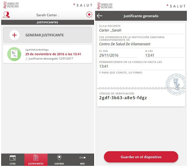 App GVA Mes Salut - generar justificante App GVA Mes Salut - generar justificante
