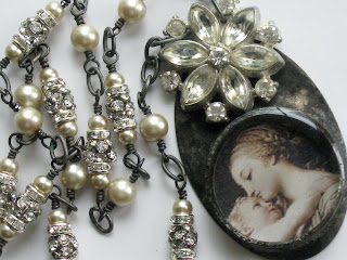 Sacred Heart Design: Madonna and Child Vintage Rhinestone Necklace