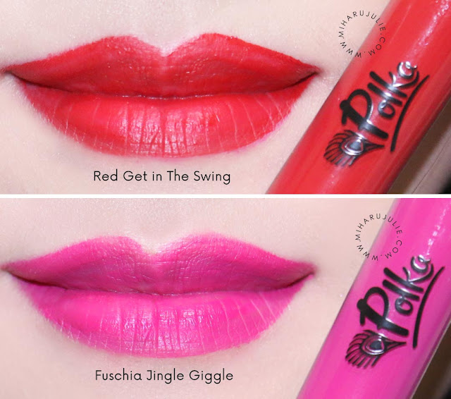 Polka Matteness Lip Lacquer Red & Fuschia swatches