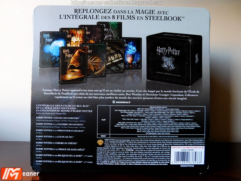 Harry Potter 8 Film Collection Amazon Exlusive Blu Ray Steelbooks Box France Meaner Collections