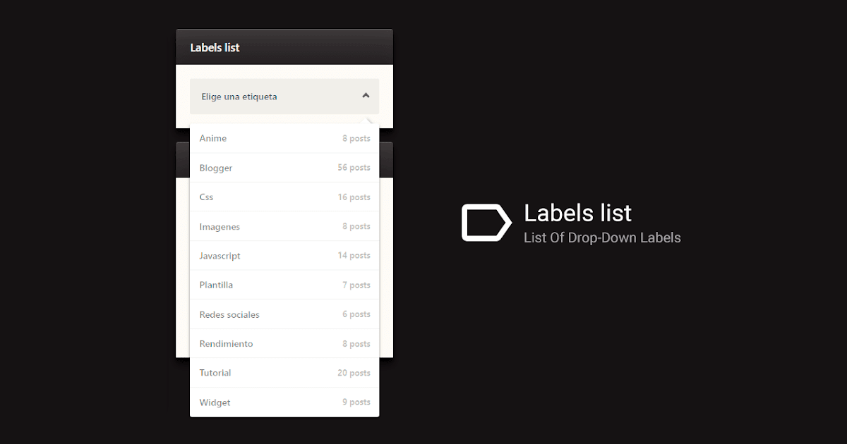 Labels list. Label js.