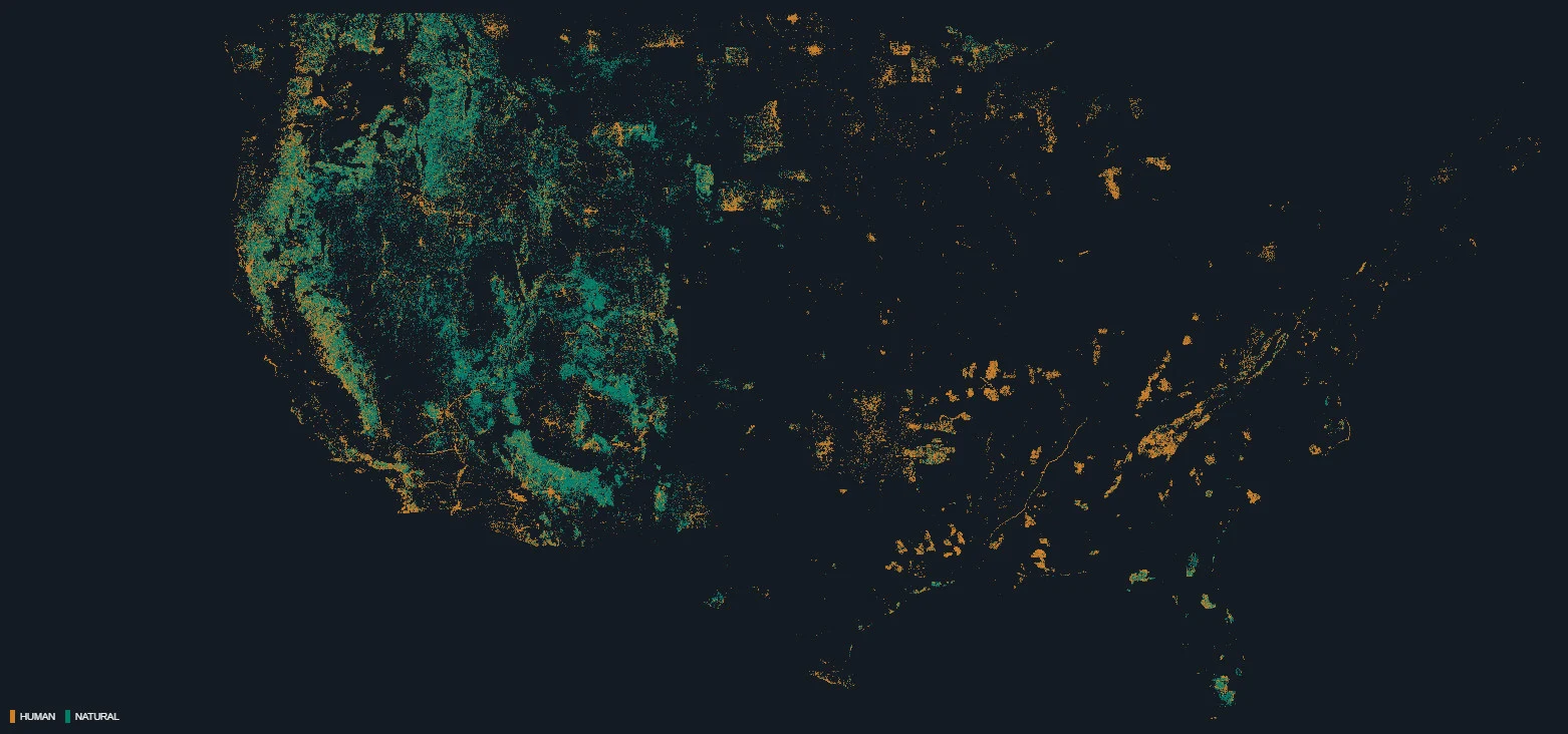 U.S. Wildfire Causes: human or natural (1980 - 2016)