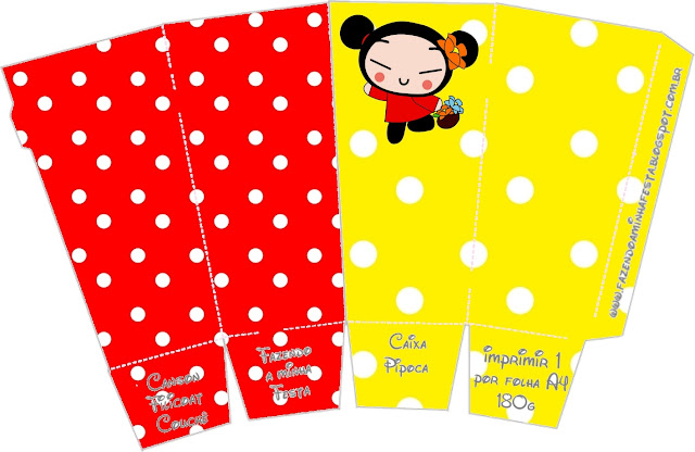 Pucca: Cajas para Imprimir Gratis. Cajas para palomitas de maíz = pop corns = poporopos