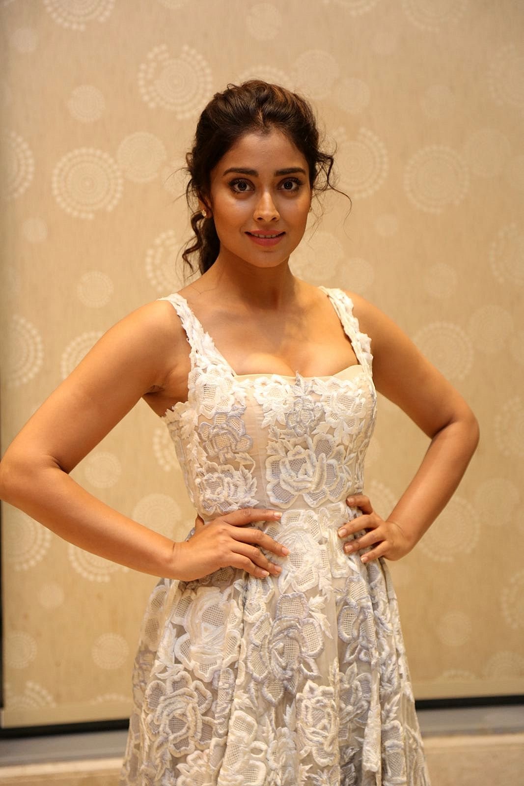 Shriya Saran Super Sexy Cleavage Show At Telugu Film â€œPaisa Vasoolâ€ Audio Success Meet