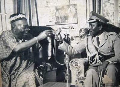 Aderemi and Gowon Oba Adesoji Aderemi and General Yabuku Gowon. A toast to one Nigeria.