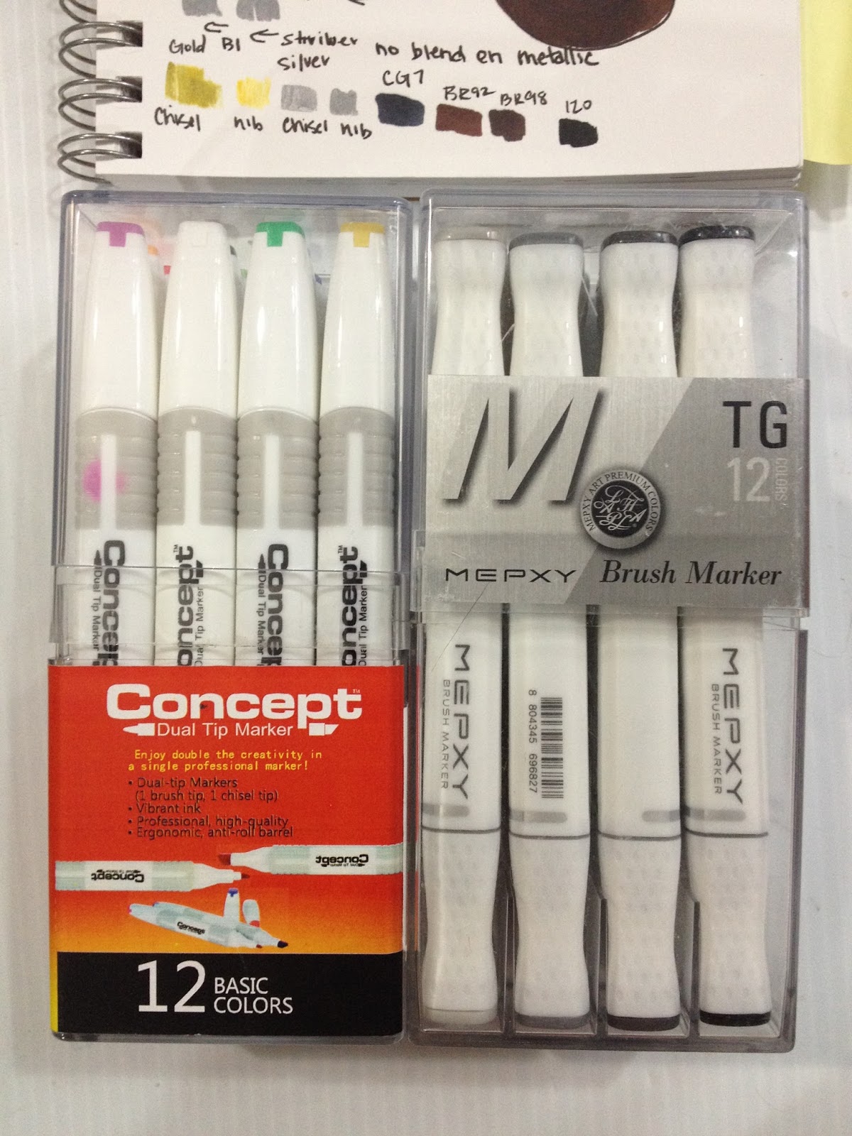 Dual Tip Art Markers & Sets, 4 in 1 Markers by Concept