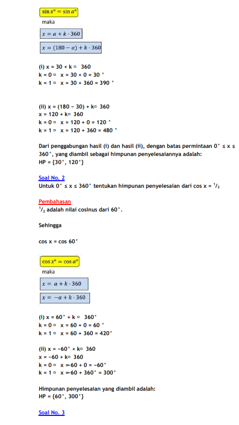 Contoh Soal Trigonometri Kelas 11 Smk Dan Pembahasannya