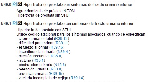 hiperplasia prostatica codigo cie 10