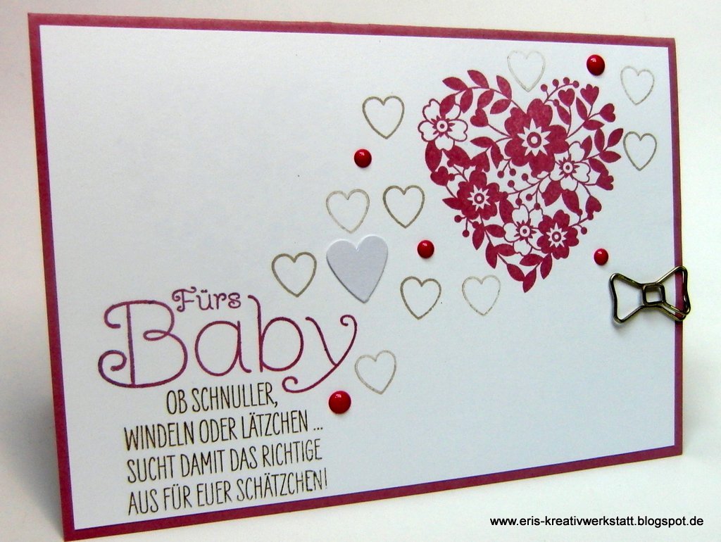 Eri's Kreativwerkstatt Gutschein Karte fürs Baby mit Herzen