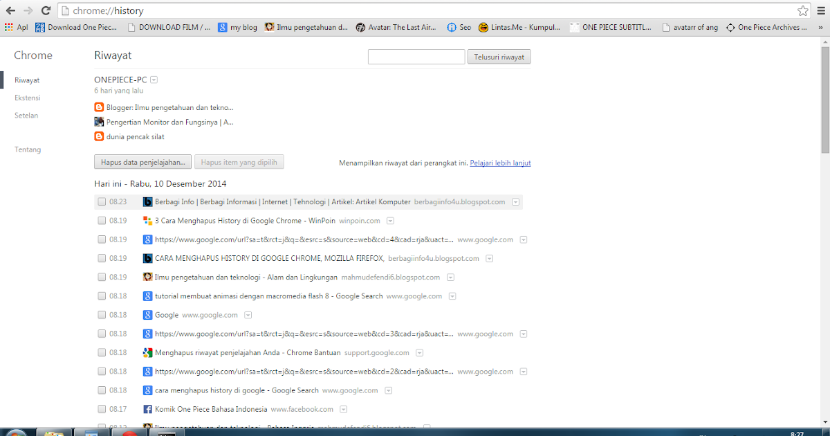 Cara Menghapus Riwayat di Google Chrome Ilmu pengetahuan dan teknologi