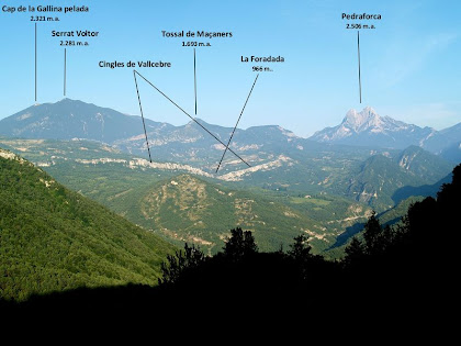 Vistes de la Serra d'Ensija, els Cingles de Vallcebre i el Pedraforca des del Cap del Grau