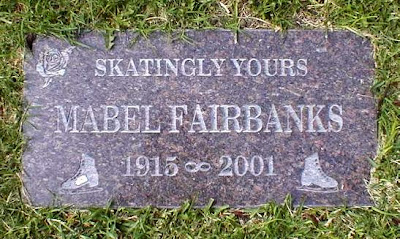 Grave of Mabel Fairbanks with the phrase "Skatingly Yours"