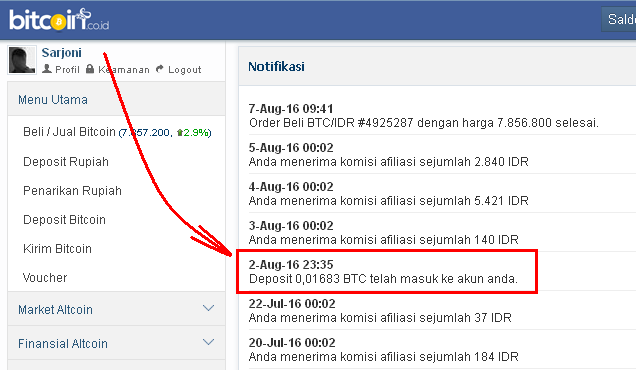 Bukti Pembayaran dari Ethtrade Bukti Pembayaran dari Ethtrade