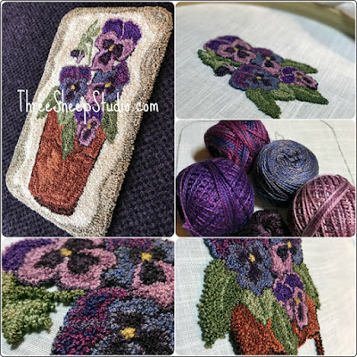 Old Fashioned Pansy punch needle design by Rose Clay at ThreeSheepStudio.com - 'Studio' Old Fashioned Pansy punch needle design by Rose Clay at ThreeSheepStudio.com - 'Studio'