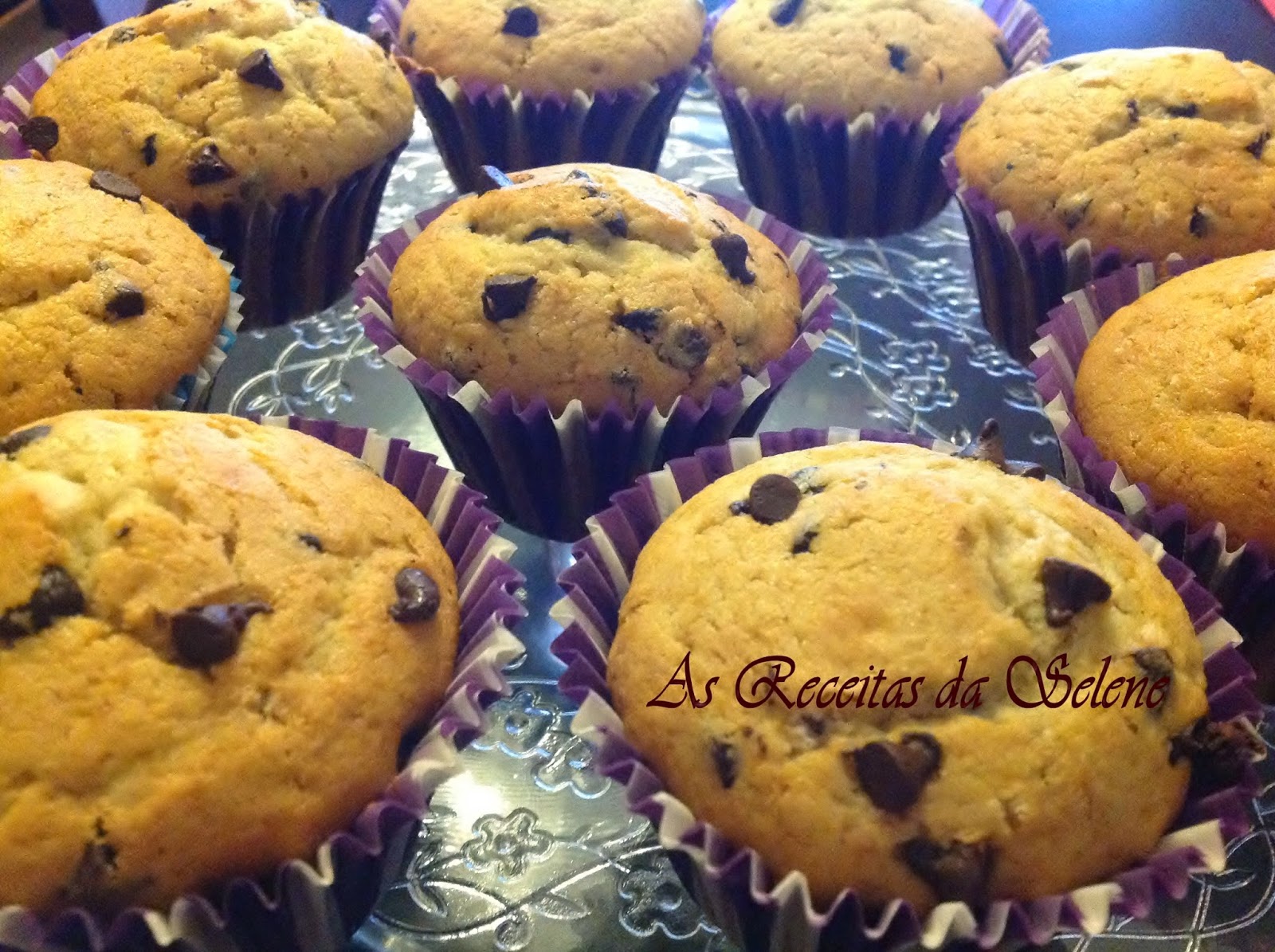 Muffins com Pepitas de Chocolate As Receitas da Selene