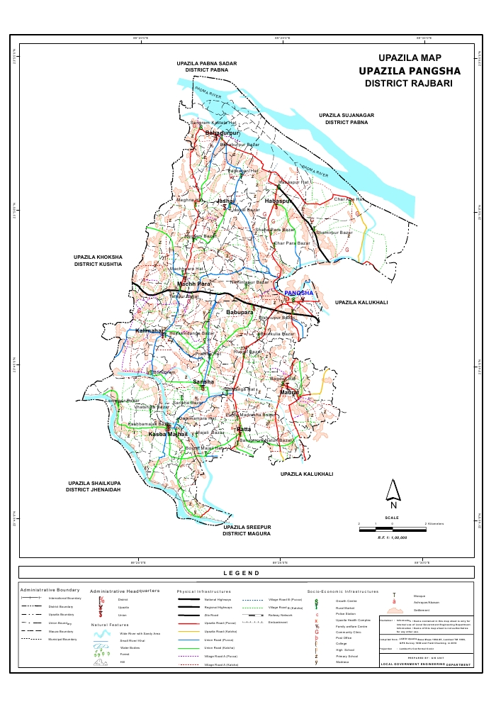 Pangsha Upazila Map Rajbari District Bangladesh