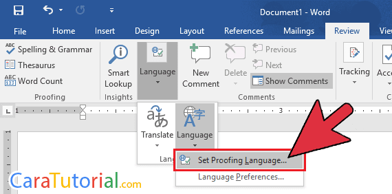 Set Proofing Language Microsoft Word