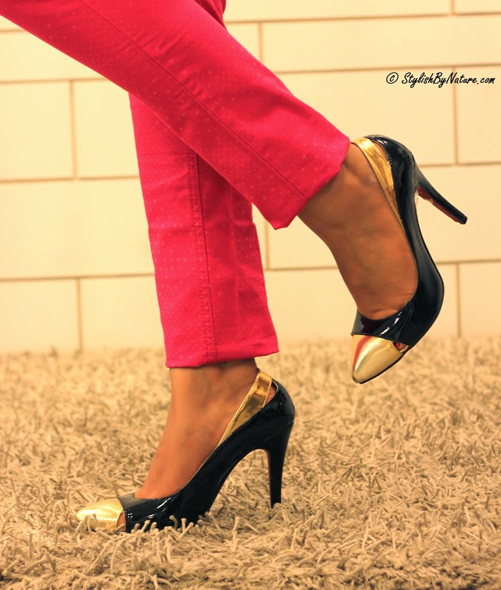 denim red bottoms