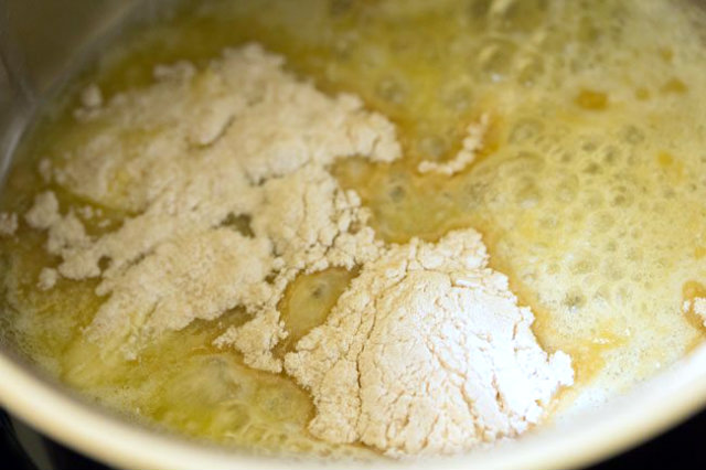 flour in butter