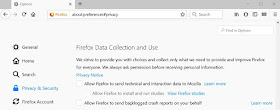 firefox data collection and use privacy & security settings