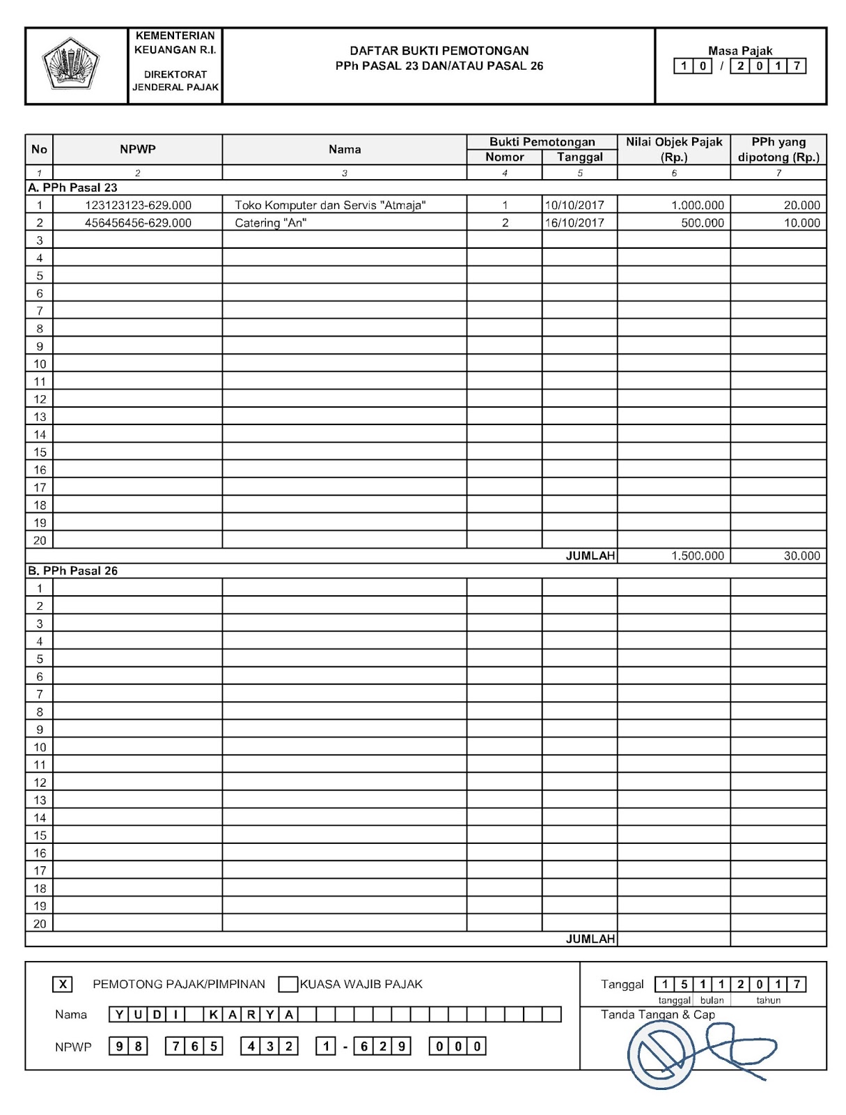 Lapor Spt Masa Pph Pasal 23 Bendahara Bos Pajeg