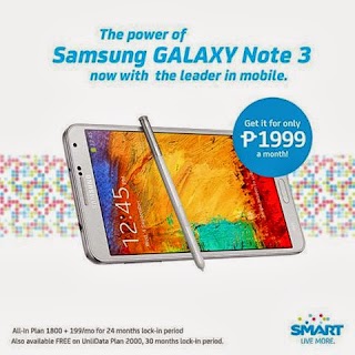 Smart added Samsung Galaxy Note 3 with LTE on their Postpaid Plan 2000 Smart added Samsung Galaxy Note 3 with LTE on their Postpaid Plan 2000