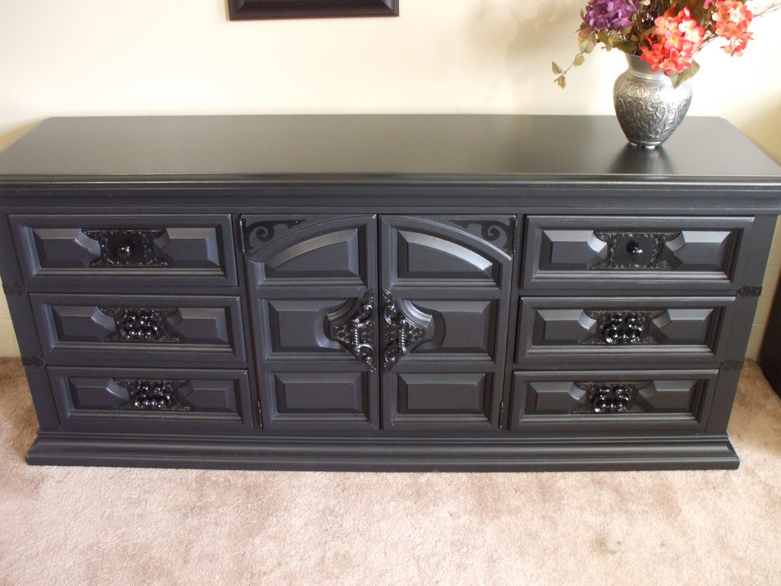 old wood, new paint BIG BLACK DRESSER