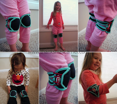 Trying on the Snazzy Baby Kneepads - Click here to view in our store