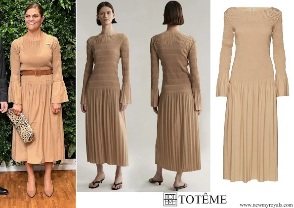 Crown Princess Victoria wore Totême Fanano Pleated Tight Fitted Longsleeve Dress