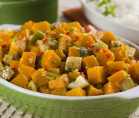 Refogado de Abóbora com Jiló Refogado de Abóbora com Jiló (vegana)