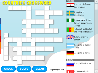 English Corner Time More Countries Vocabulary Crossword