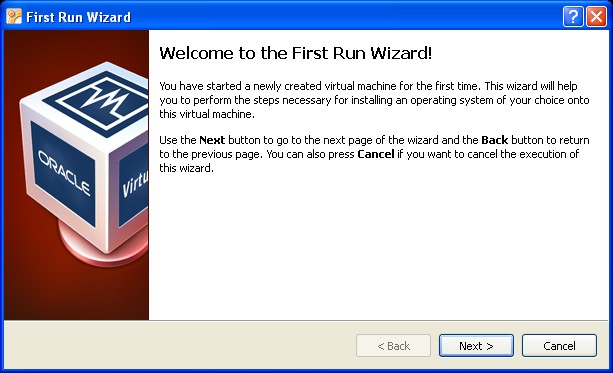 First time run wizard