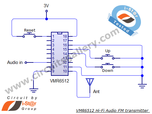 Simple FM Transmitter circuit schematic Long range, short range using VMR6512 Hi-Fi Audio FM