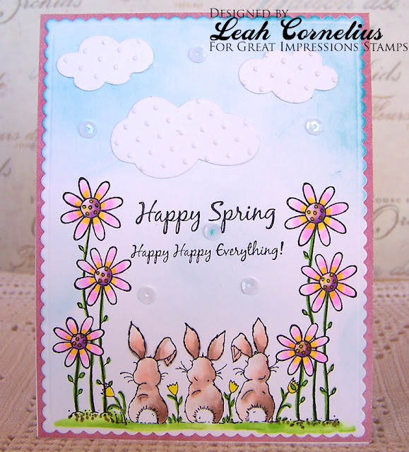 Great Impressions, Leah Cornelius, Bunny Backs, Happy Everything, Easter card, spring card, Chameleon pens