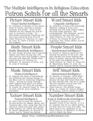 saints multiple patron intelligences smarts religious education suggested different