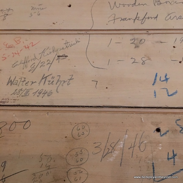 writing of German POWs on walls at powder magazine at Benicia Historical Museum at the Camel Barns in Benicia, California writing of German POWs on walls at powder magazine at Benicia Historical Museum at the Camel Barns in Benicia, California