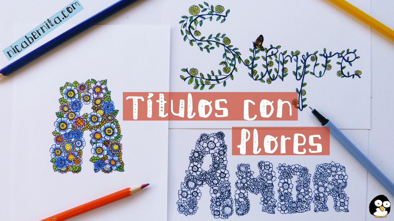 Doodle Art: LETRAS DECORADAS con flores 🌸 Personaliza tus cuadernos y proyectos  de manualidades 🎨