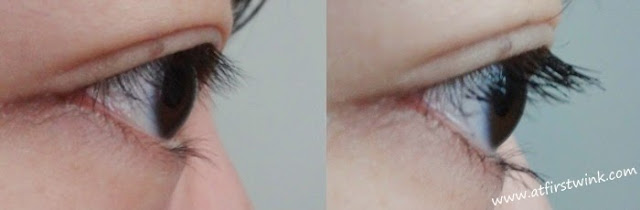 Heavy Rotation Long Volume dynamic mascara applied on eyelashes (side view)