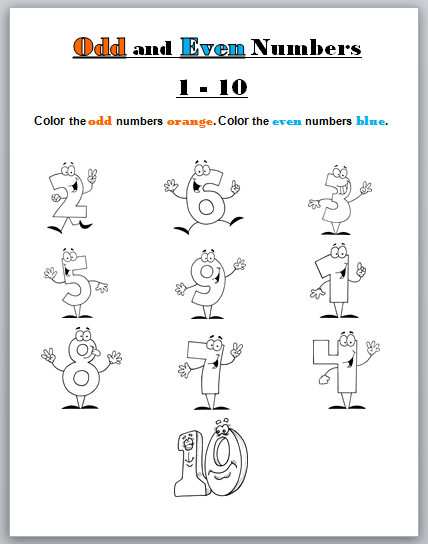 Learning Ideas - Grades K-8: Odd and Even Numbers Coloring Page