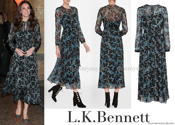 Kate Middleton wore L.K. Bennett Cersei Evergreen Silk Dress, The Duchess of Cambridge style