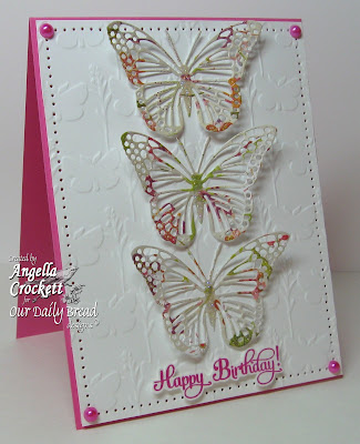 Our Daily Bread designs Butterfly Embossing Plate, Birthday Blessings, Designer Angie Crockett