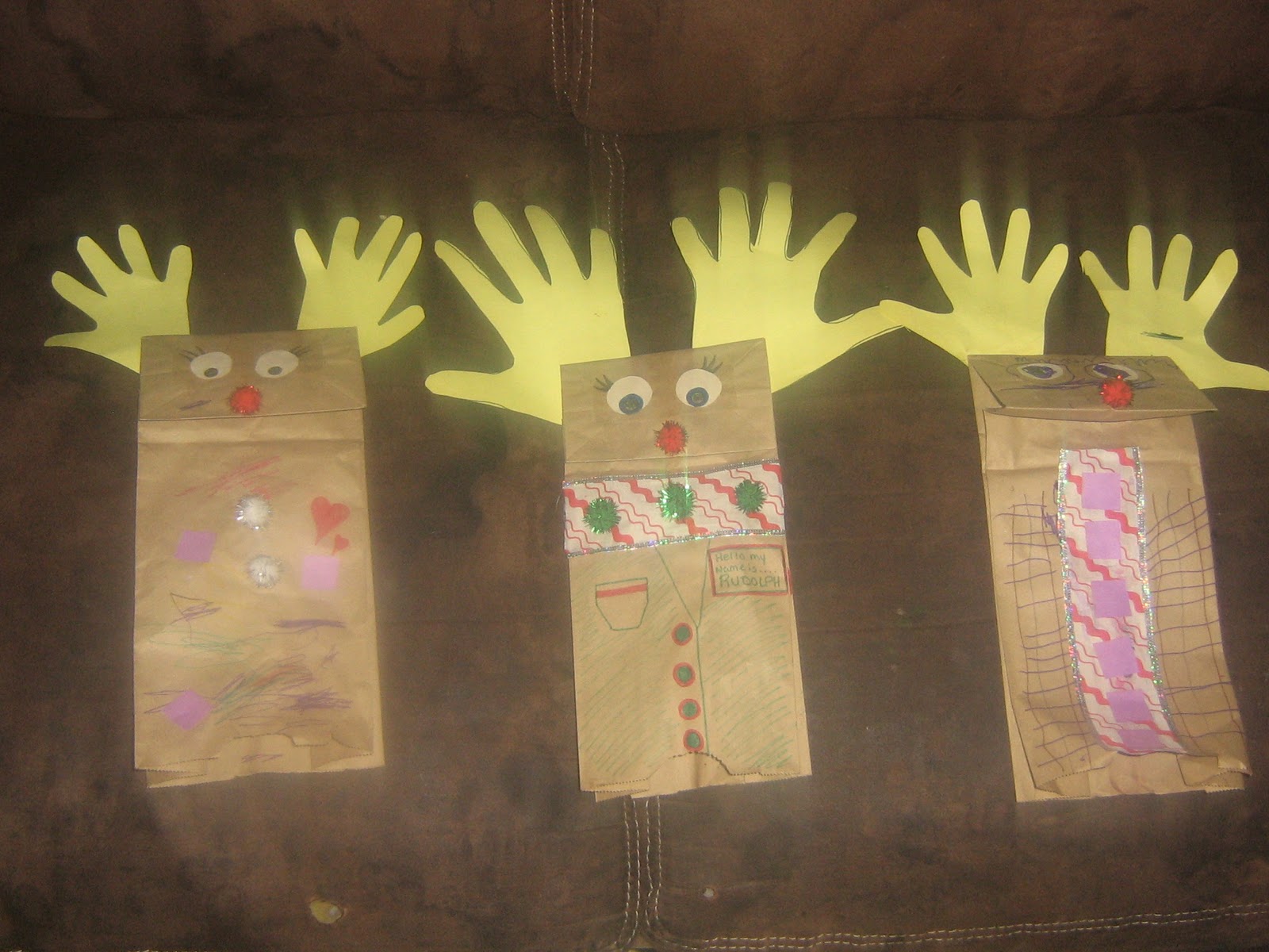 Two Tiny Tyrants: Paper Bag Rudolph Puppet