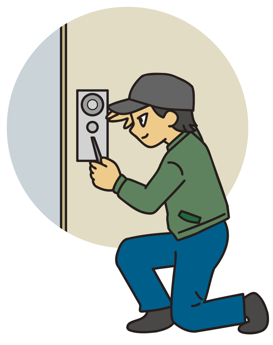 日々のイラスト ピッキングで鍵を開けようとしている泥棒のイラスト