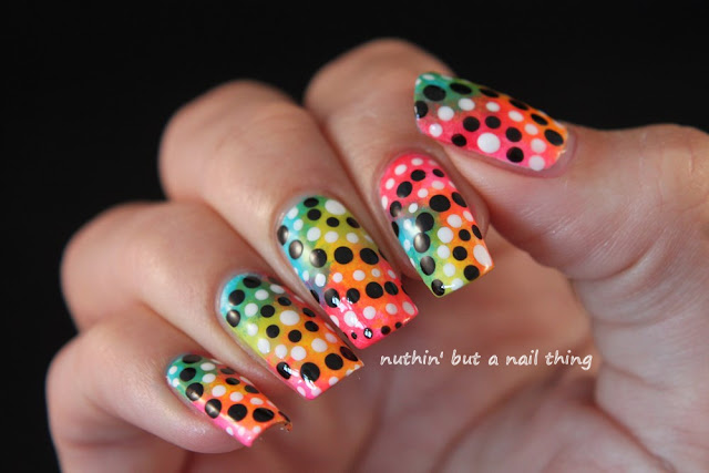 Bright polka dot nail art