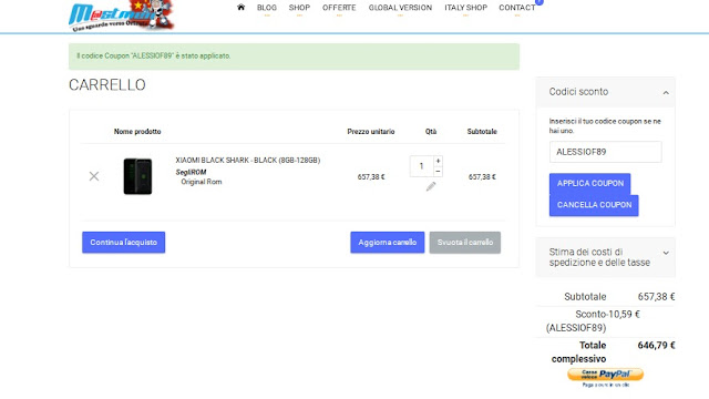 Xiaomi Black Shark disponibile in Italia da mastmen.net a 646 euro [Codice Sconto ALESSIOF89]