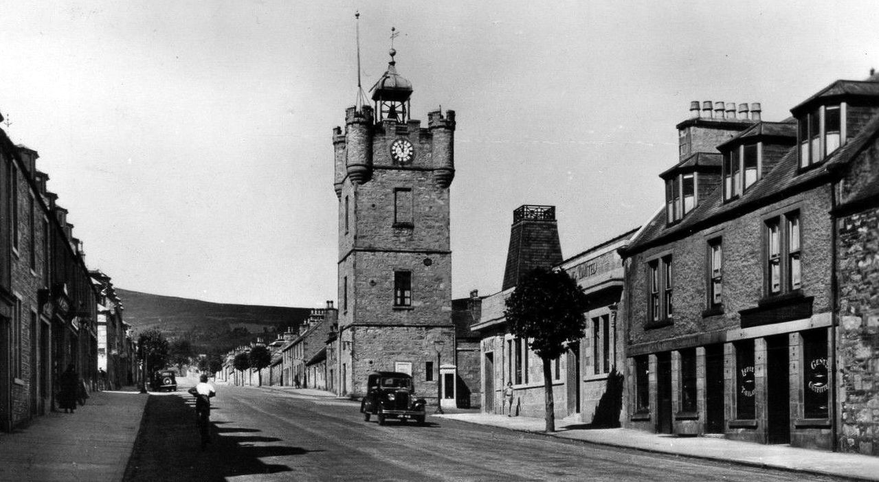 Tour Scotland Old Photograph Clock Tower Fife Street Dufftown Scotland