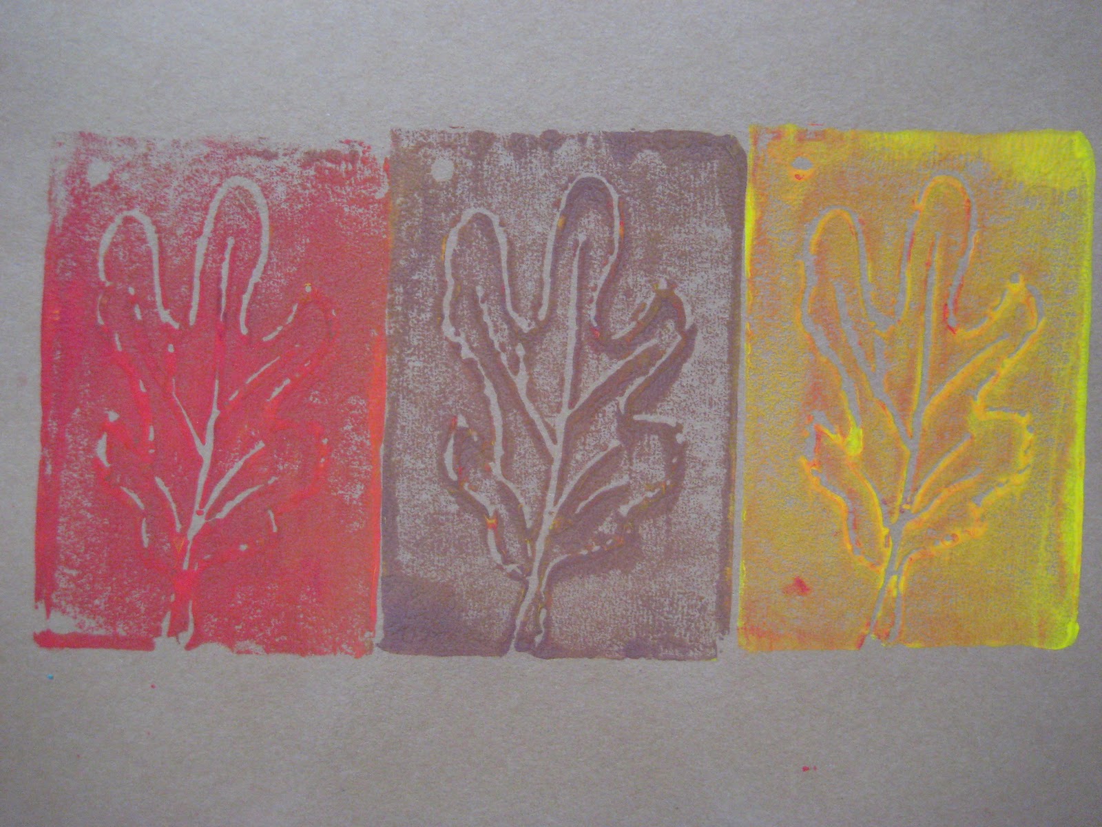 Pink and Green Mama * Fall Leaf Simple Printmaking Project for Kids